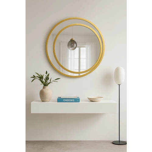 Okrągłe lustro w lustrze w podwójnej ramie mdf - JASMIN